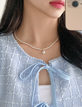 퐁당하트진주목걸이(1c) 하트목걸이 진주목걸이 네크레스 러블리 로맨틱